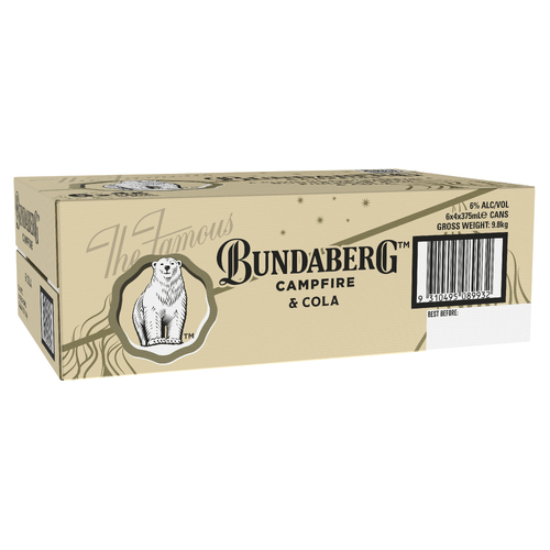 Bundaberg Campfire Bourbon Barrel Rum and Cola Cans 24 x 375ml